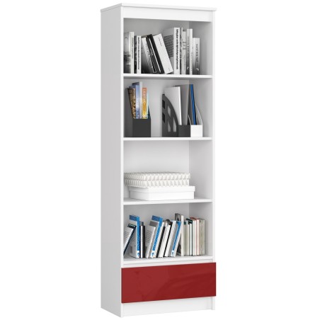 REGAŁ R 60 cm CLP 1 SZUFLADA 4 PÓŁKI BIAŁY / CZERWONY POŁYSK