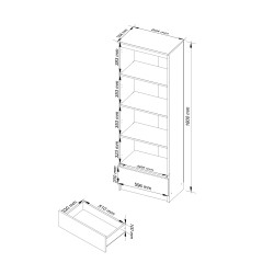 REGAŁ R 60 cm CLP 1 SZUFLADA 4 PÓŁKI BIAŁY / CZERWONY POŁYSK