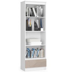 Regał R 60 cm CLP 1 szuflada 4 półki - biały-cappuccino połysk