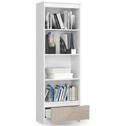Regał R 60 cm CLP 1 szuflada 4 półki - biały-cappuccino połysk