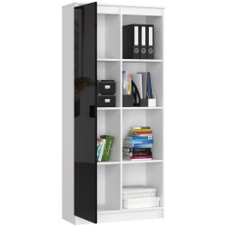 REGAŁ BIUROWY R 80 cm CLP 1 DRZWI 4 PÓŁKI BIAŁY / CZARNY POŁYSK
