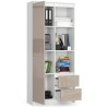 Regał biurowy R 80 cm CLP R11 - biały-cappuccino połysk