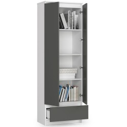 REGAŁ ZAMKNIETY R60 2D 1SZ CLP BIAŁY / SZARY