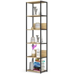 Regał loftowy metalowy 50 cm - czarny-dąb artisan - 6 półek