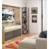 Regał loftowy metalowy 50 cm - czarny-dąb artisan - 6 półek