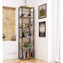 Regał loftowy metalowy 50 cm - czarny-dąb artisan - 6 półek