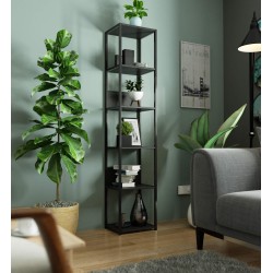 Regał loftowy metalowy 40 cm - czarny-czarny - 6 półek