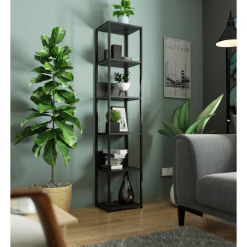 Regał loftowy metalowy 40 cm - czarny-czarny - 6 półek
