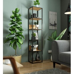 REGAŁ METALOWY LOFT 400 CZARNY/DĄB CRAFT