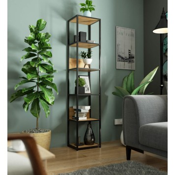 REGAŁ METALOWY LOFT 400 CZARNY/DĄB CRAFT