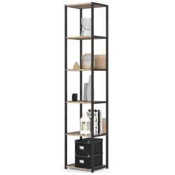 Regał loftowy metalowy 40 cm - czarny-dąb sonoma - 6 półek