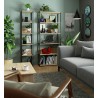 Regał loftowy metalowy 40 cm - czarny-dąb sonoma - 6 półek