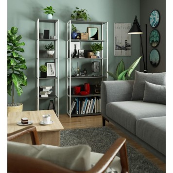 REGAŁ METALOWY LOFT 400 BIAŁY/SZARY