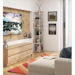 REGAŁ METALOWY LOFT 500 BIAŁY/DĄB SONOMA