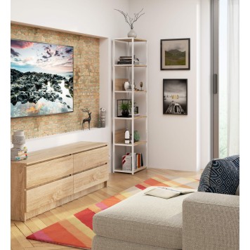 REGAŁ METALOWY LOFT 500 BIAŁY/DĄB SONOMA