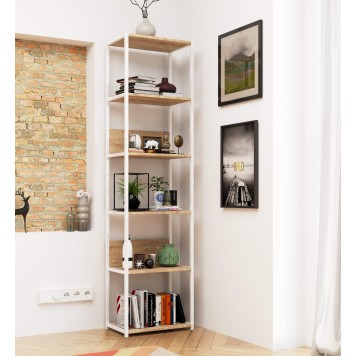 REGAŁ METALOWY LOFT 500 BIAŁY/DĄB SONOMA