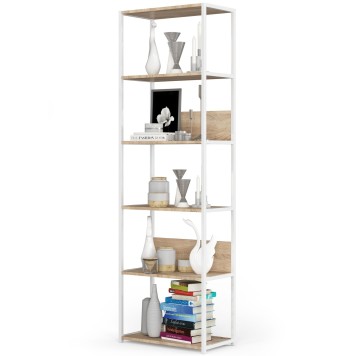 REGAŁ METALOWY LOFT 600 BIAŁY/DĄB SONOMA