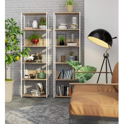 REGAŁ METALOWY LOFT 600 BIAŁY/DĄB SONOMA