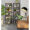 Regał loftowy metalowy 60 cm - czarny-dąb artisan - 6 półek