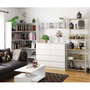 REGAŁ METALOWY LOFT 700 BIAŁY/DĄB ARTISAN