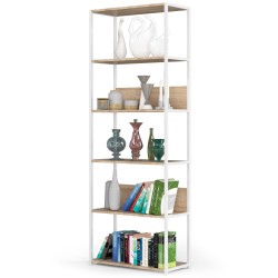 REGAŁ METALOWY LOFT 700 BIAŁY/DĄB SONOMA