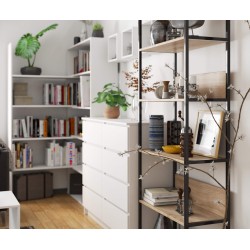 Regał loftowy metalowy 70 cm - czarny-dąb sonoma - 6 półek