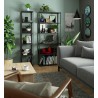Regał loftowy metalowy 80 cm - czarny-czarny - 6 półek