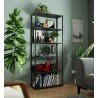 Regał loftowy metalowy 80 cm - czarny-czarny - 6 półek