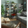 Regał loftowy metalowy 80 cm - czarny-dąb craft - 6 półek