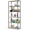 Regał loftowy metalowy 80 cm - czarny-dąb sonoma - 6 półek