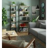 Regał loftowy metalowy 80 cm - czarny-dąb sonoma - 6 półek