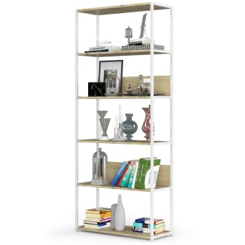 REGAŁ METALOWY LOFT 800 BIAŁY/DĄB ARTISAN
