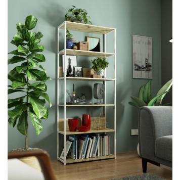 REGAŁ METALOWY LOFT 800 BIAŁY/DĄB ARTISAN