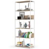Regał loftowy metalowy 80 cm - biały-dąb sonoma - 6 półek
