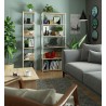 Regał loftowy metalowy 80 cm - biały-dąb sonoma - 6 półek