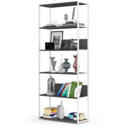 Regał loftowy metalowy 80 cm - biały-szary - 6 półek