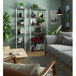 Regał loftowy metalowy 80 cm - biały-szary - 6 półek