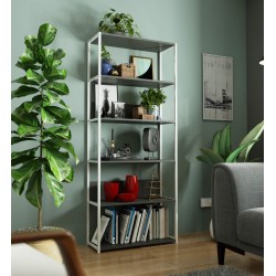 Regał loftowy metalowy 80 cm - biały-szary - 6 półek