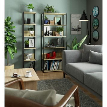 REGAŁ INDUSTRIALNY 800 CZARNY/DĄB ARTISAN