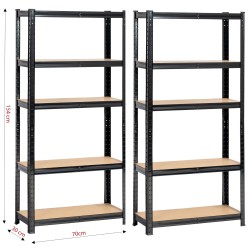 2x REGAŁ METALOWY 70x30x154 CZARNY