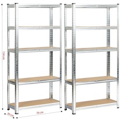 2x REGAŁ METALOWY 70x30x154 SREBRNY
