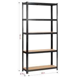 REGAŁ METALOWY 90x30x180 CZARNY