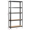 REGAŁ METALOWY 90x30x180 CZARNY