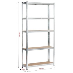 REGAŁ METALOWY 90x30x180 SREBRNY