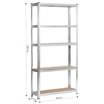 REGAŁ METALOWY 90x30x180 SREBRNY