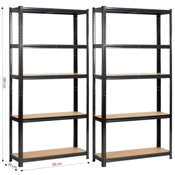 2x Regał metalowy garażowy 90x30x180 czarny