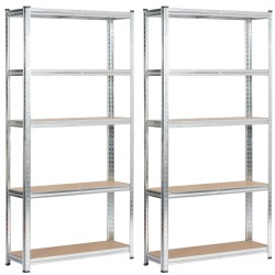 2x REGAŁ METALOWY 90x30x180 SREBRNY