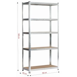 REGAŁ METALOWY 90x40x180 SREBRNY