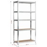 REGAŁ METALOWY 90x40x180 SREBRNY