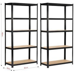 2x REGAŁ METALOWY 90x40x180 CZARNY